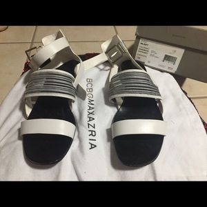 BCBG size 7 white sandals